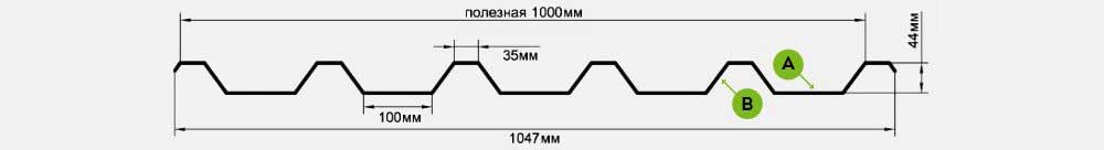 Профлист С44: профиль
